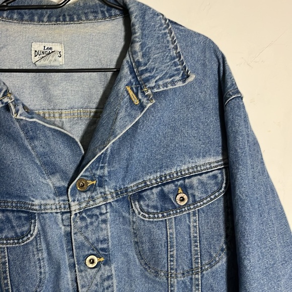 LEE DUNGAREES Vtg 90s USA Made Stonewash Denim Blue Jean Jacket Mens XXL - Picture 5 of 8
